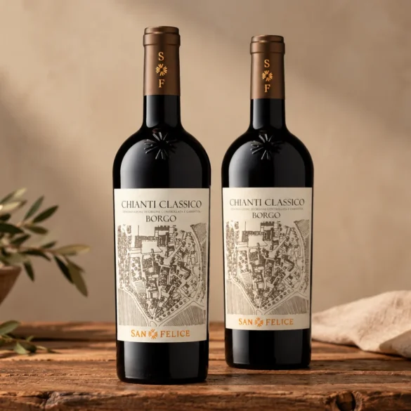 The San Felice Borgo Chianti Classico brings a clean, modern presentation to a wine rooted in Tuscan tradition and classic Chianti character.