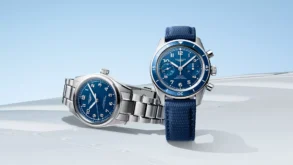Two reasons to go blue: the Longines Spirit Pilot on steel and Spirit Pilot Flyback on matching blue rubber. Image courtesy of Longines.